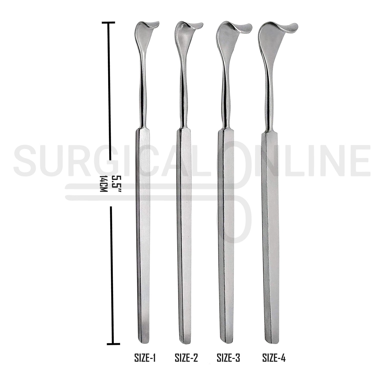 4 Pcs Desmarres Eyelid Retractor 5.5″ Size-1, 2, 3, & 4 Set