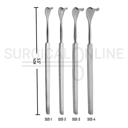 4 Pcs Desmarres Eyelid Retractor 5.5″ Size-1, 2, 3, & 4 Set