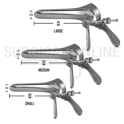3 Pcs Cusco Vaginal Speculum S, M & L Set With Side Screw