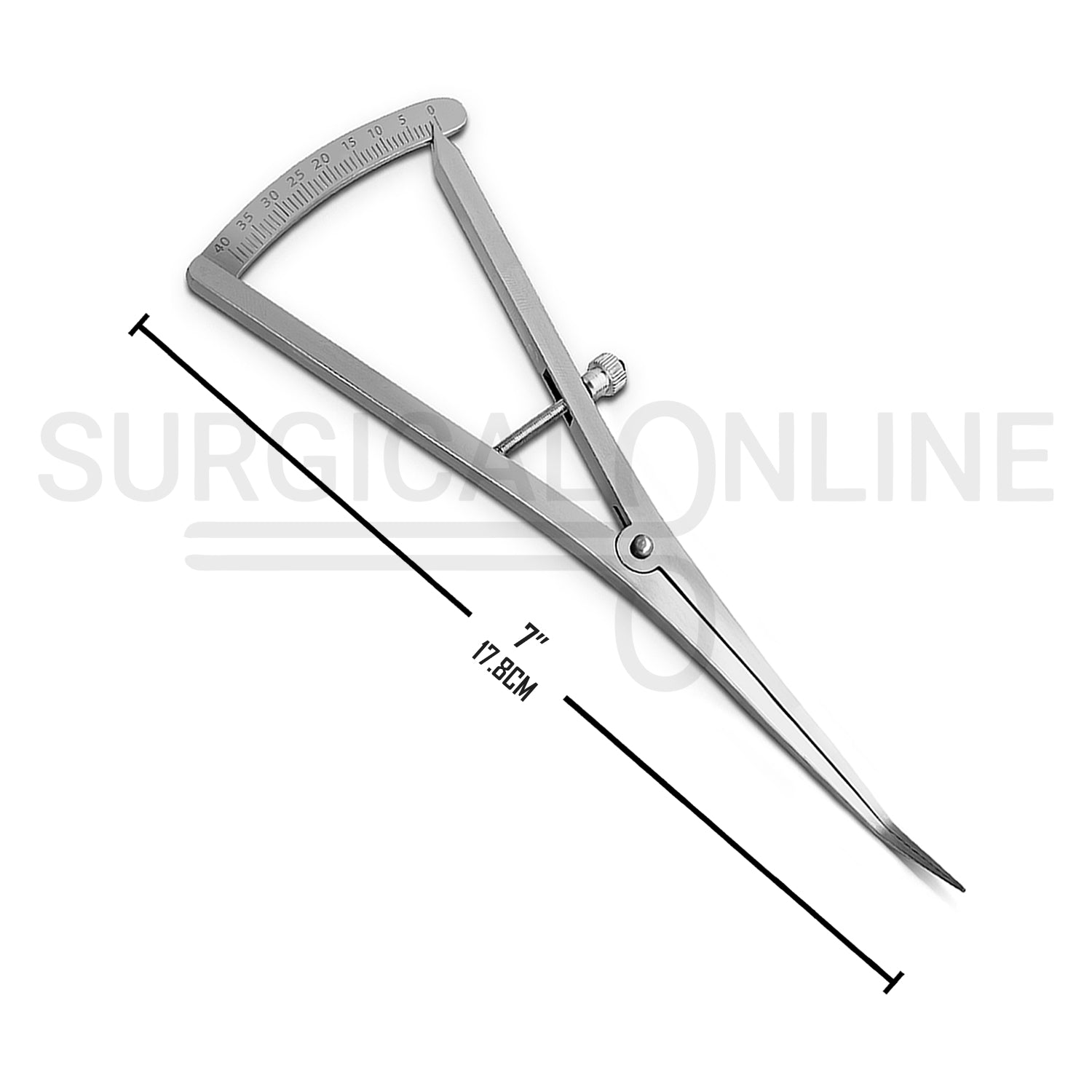 Castroviejo Caliper Long 7″ Angled Graduated 0–40mm