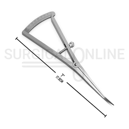 Castroviejo Caliper Long 7″ Angled Graduated 0–40mm