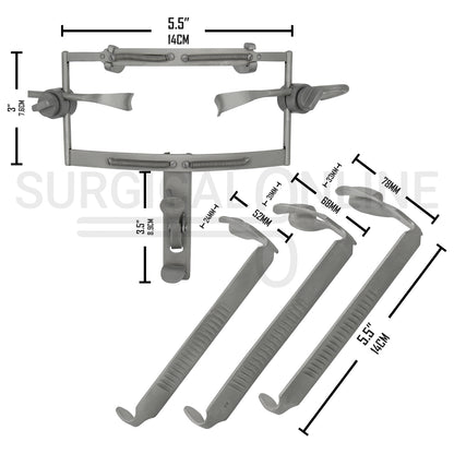Dingman Mouth Gag Retractor Complete Set With 3 Tongue Blades
