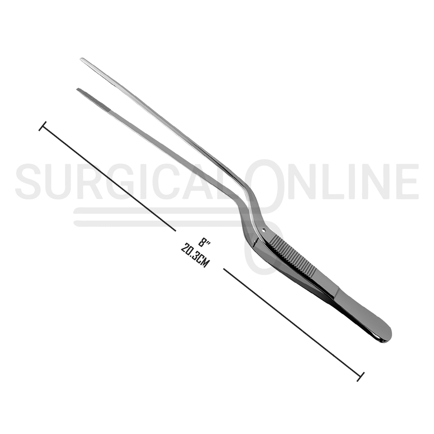 Adson Bayonet Dressing Forceps, 8.00" Serrated Tips