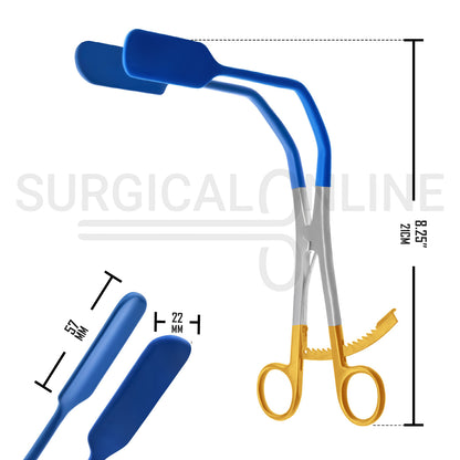 Lateral Vaginal Retractor 8.25″ Blue PVC Coated Tips With Gold Handles