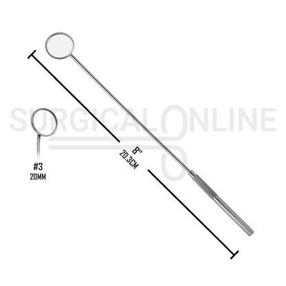 Laryngeal Mirror #3 20mm Angled Mirror With Grip Handle 8"