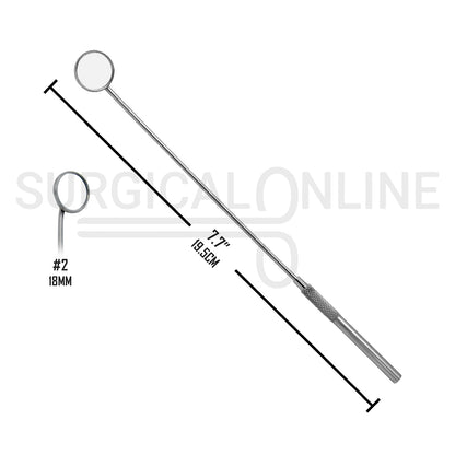 Laryngeal Mirror #2 18mm Angled Mirror With Grip Handle 7.7"