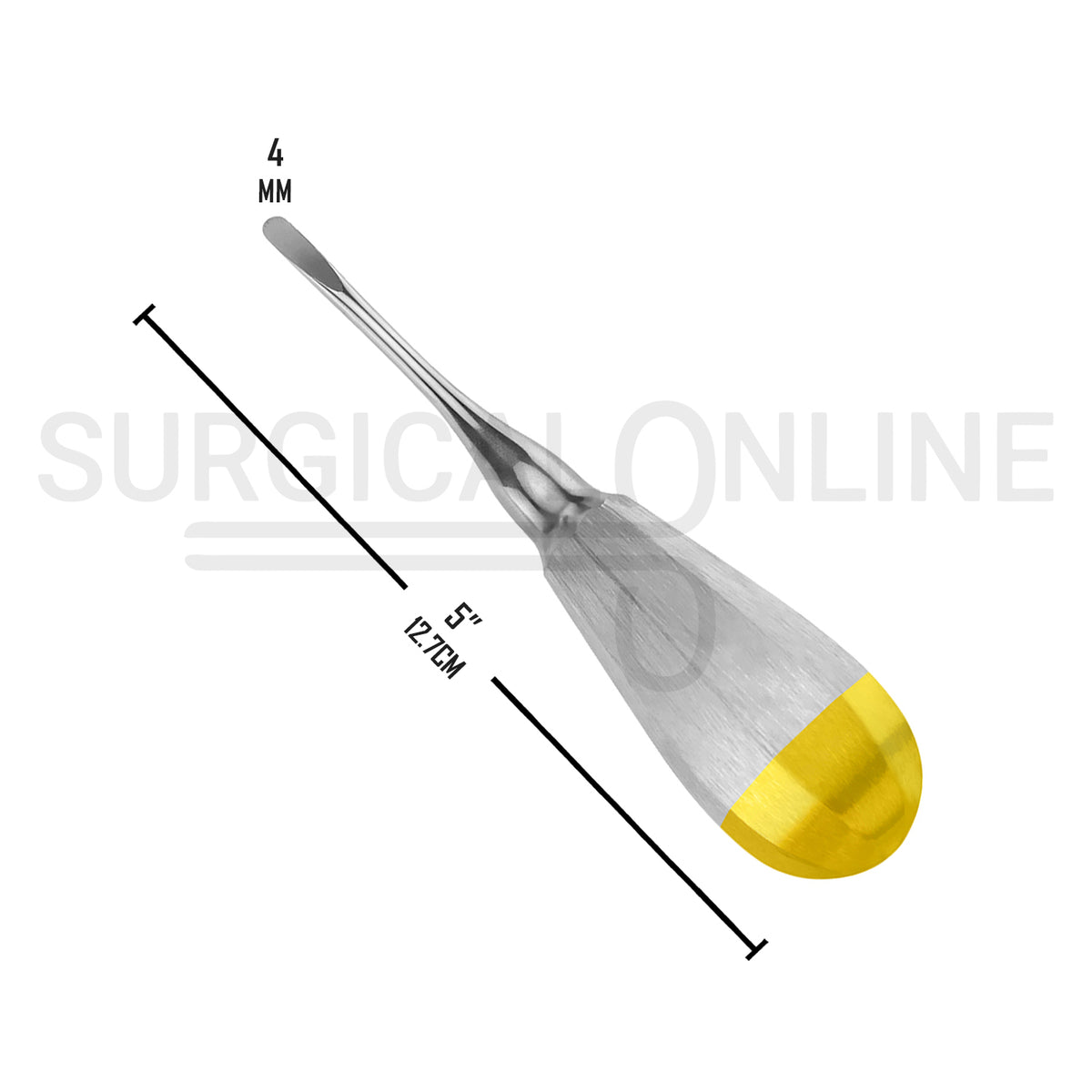 Luxating Elevator 4mm Straight Tip 5″ Half Gold Handle