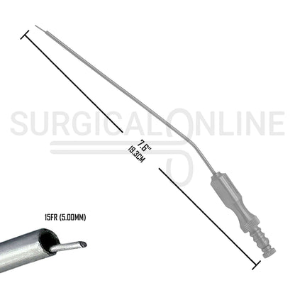 Frazier Suction Tube 15FR (5.00mm) Finger Cut-Off Angled 7.6" Aspirator