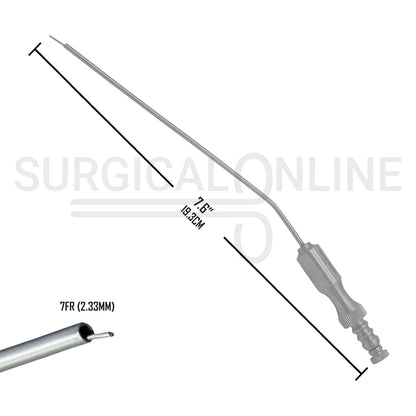 Frazier Suction Tube 7FR (2.33mm) Finger Cut-Off Angled 7.6" Aspirator