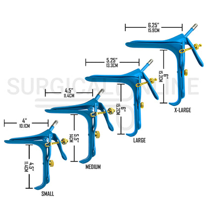4 Pcs LLETZ LEEP Pederson Vaginal Speculum Blue Coated S, M, L & XL Set