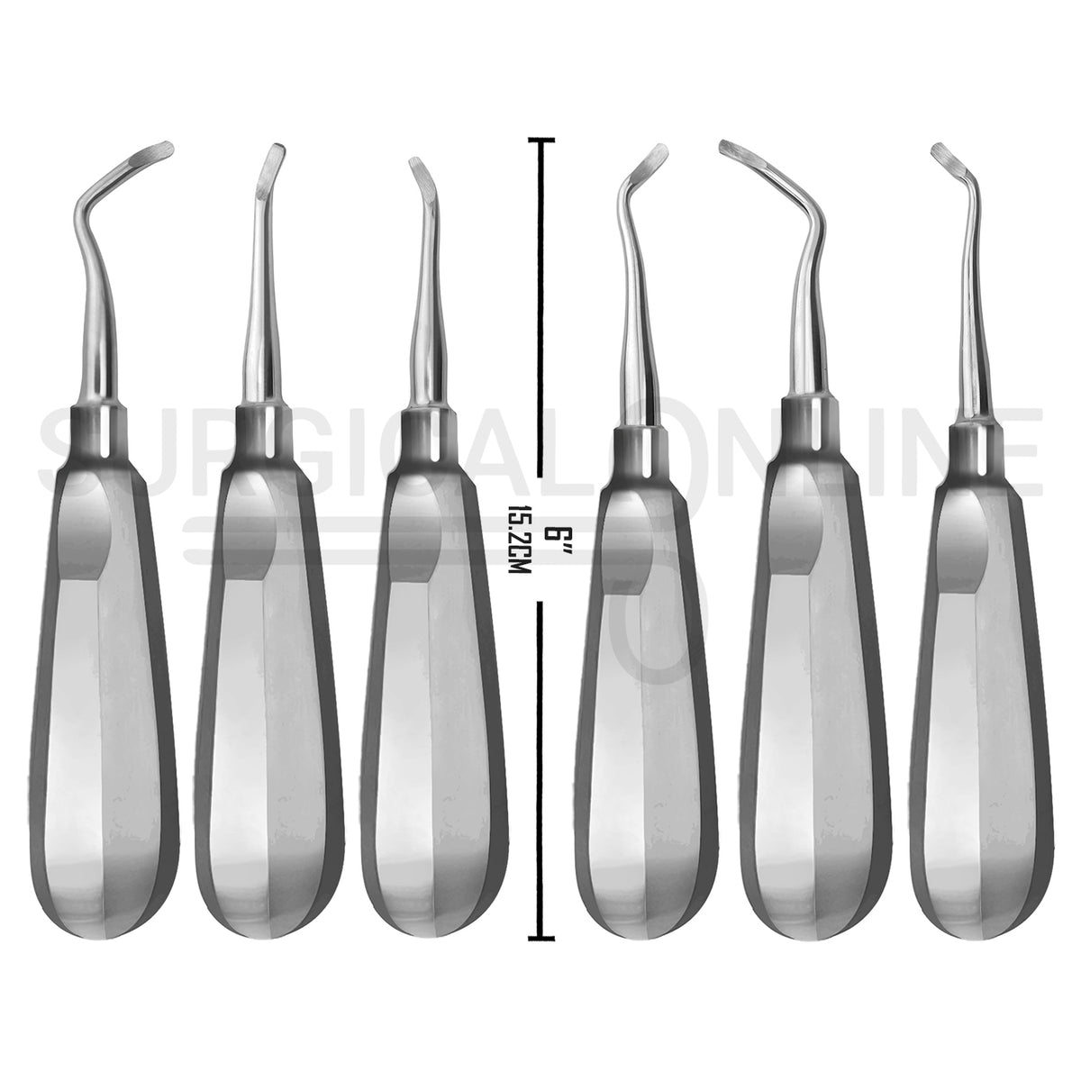 6 Pcs Miller Dental Elevators East, West, Right & Left Rounded Blade Set