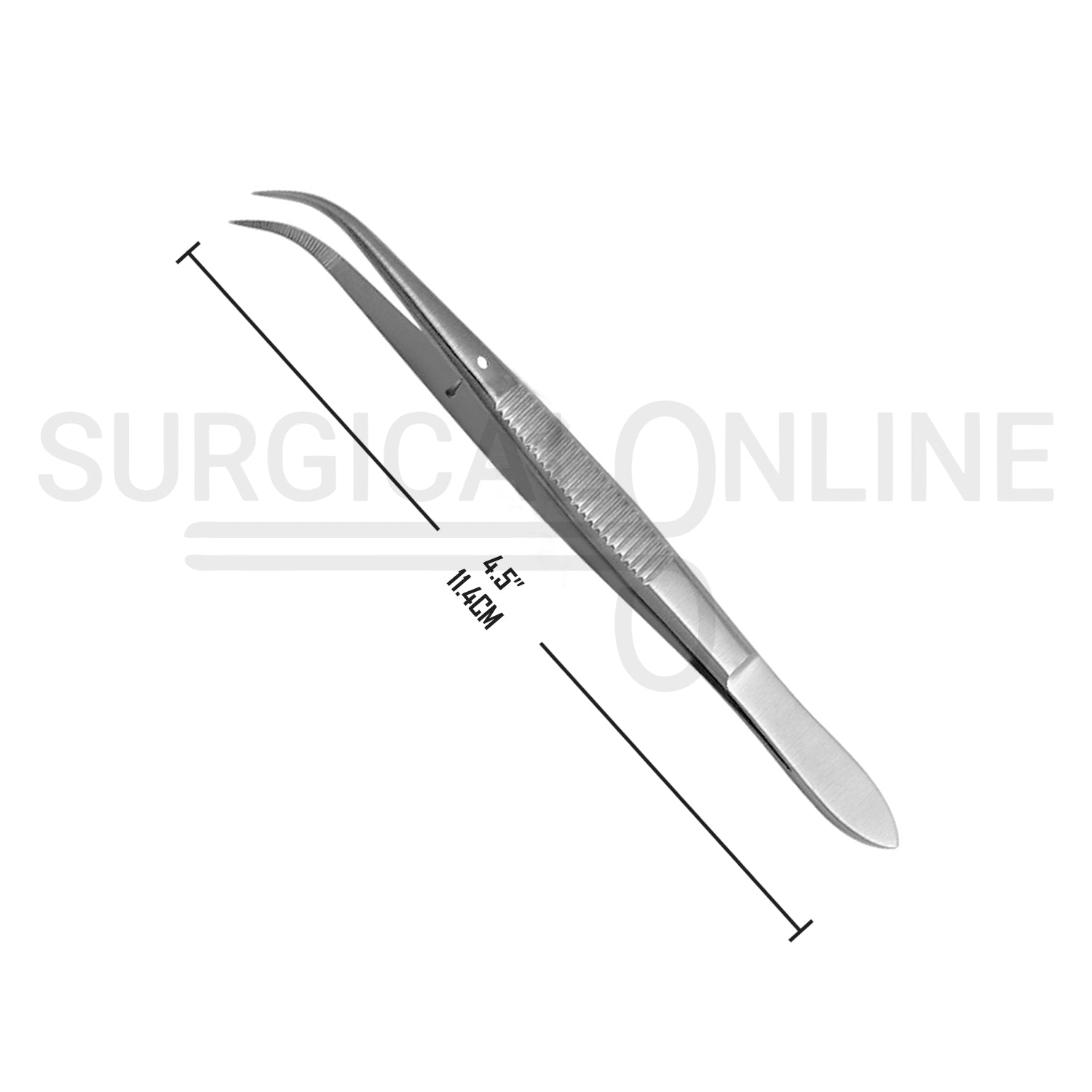 Splinter Forceps 4.50" Fine Point Curved Serrated Tips