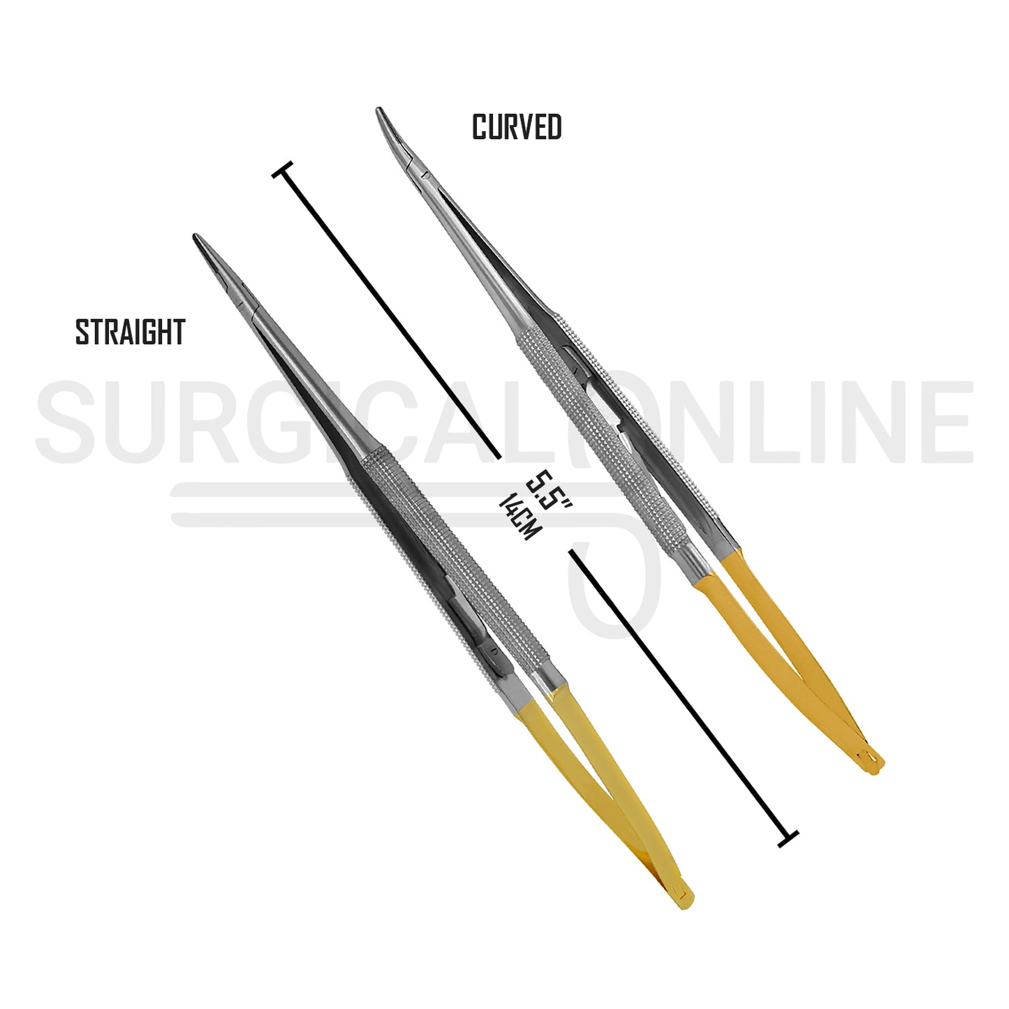 2 Pcs TC Castroviejo Needle Holder 5.5″ Straight & Curved Set