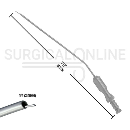 Frazier Suction Tube 9FR (3.00mm) Finger Cut-Off Angled 7.6" Aspirator