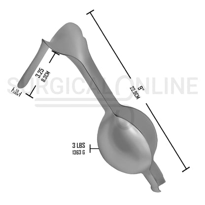 Auvard Weighted Vaginal Speculum 9" 3Lbs (1363 G), Slightly Angled 75°