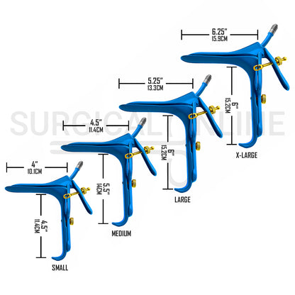 4 Pcs LLETZ LEEP Graves Vaginal Speculum Blue Coated S, M, L & XL Set