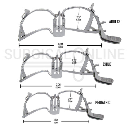 3 Pcs Whitehead Mouth Gag With Tongue Depressor 11cm, 13cm & 15cm Set