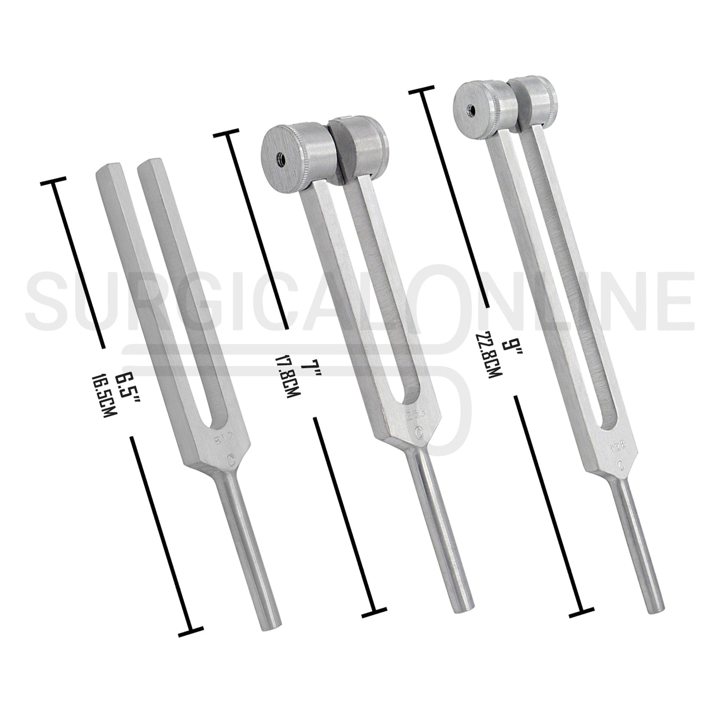 3 Pcs Tuning Fork C-128, C-256 & C-512 Set