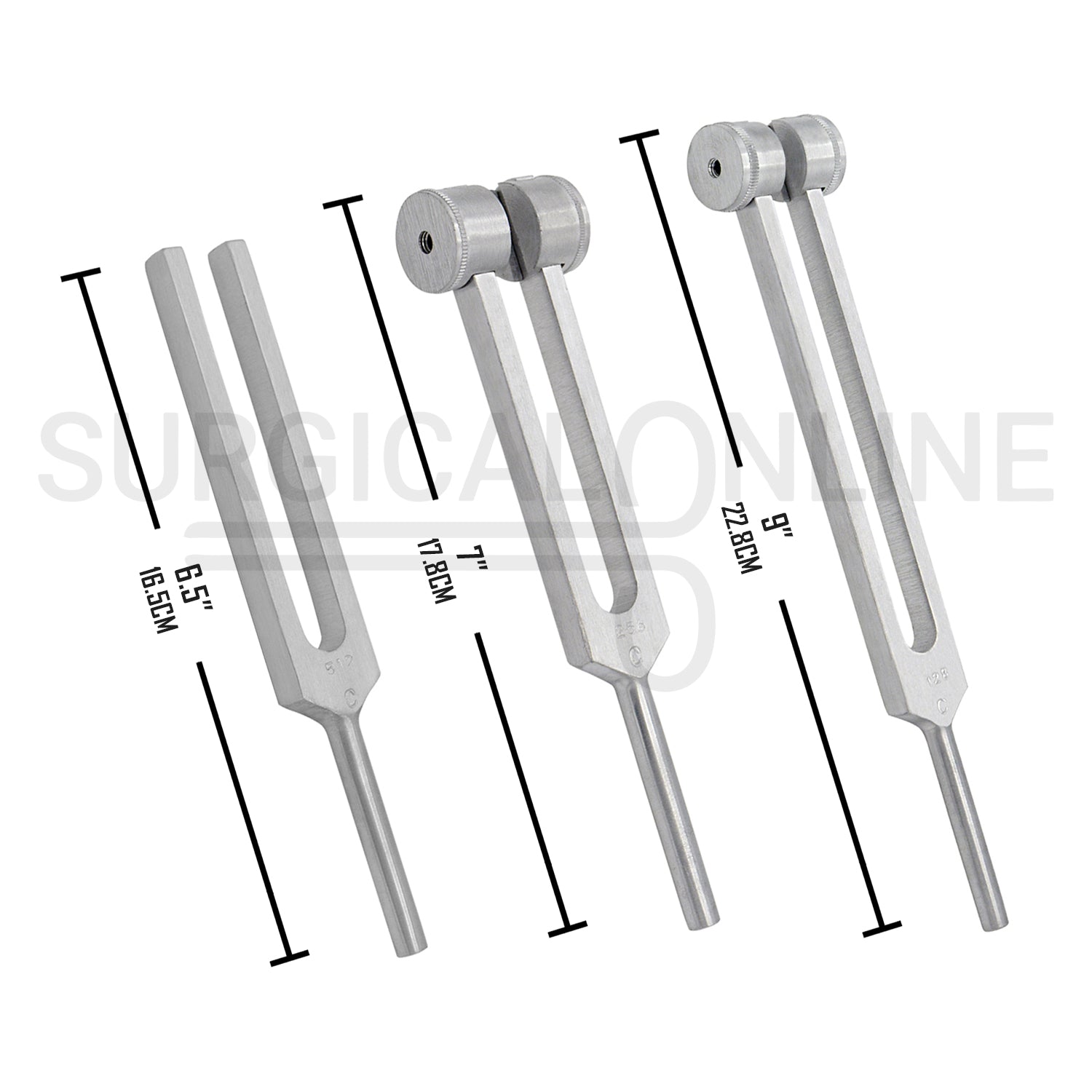 3 Pcs Tuning Fork C-128, C-256 & C-512 Set