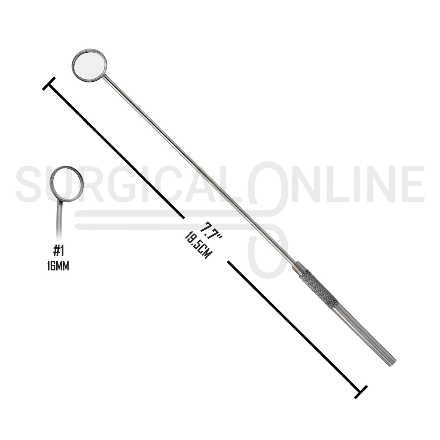 Laryngeal Mirror #1 16mm Angled Mirror With Grip Handle 7.7"