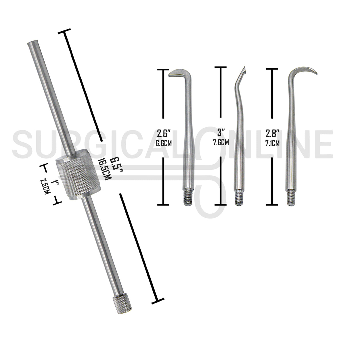 Morrel Crown Remover With 3 Attachment Tips Set