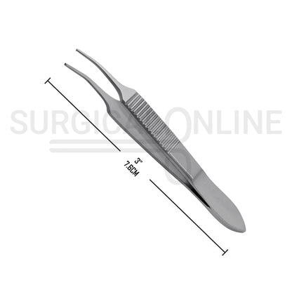 Graefe Iris Forceps Full Curved. 1/2 Teeth 3.00"