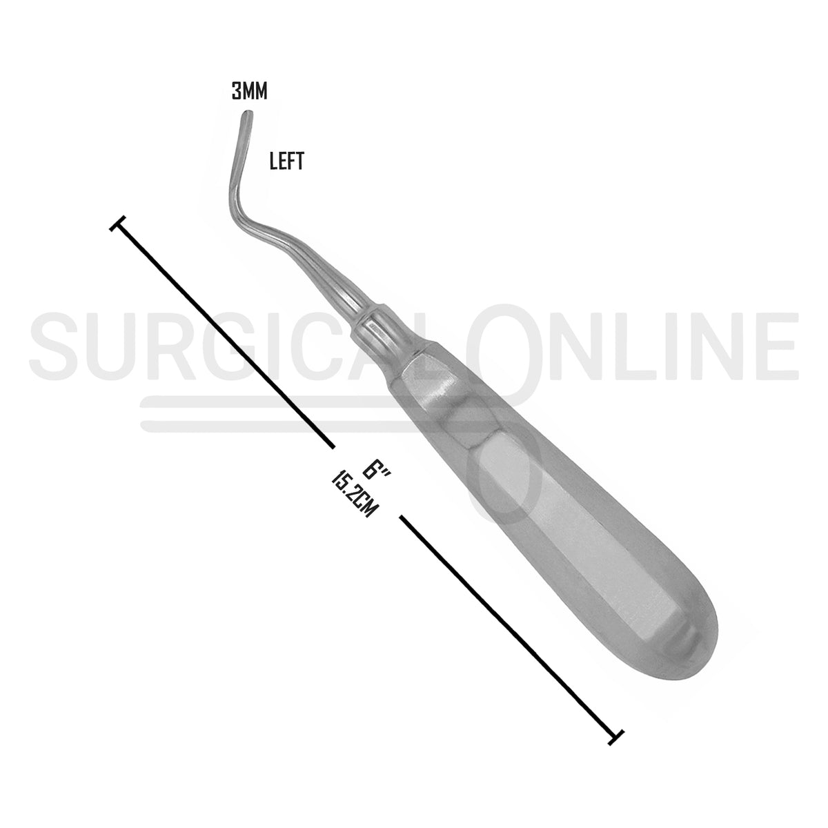Apical Root Elevator #302 6″ Left Angled 3mm