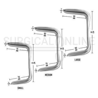 3 Pcs Sims Vaginal Speculum Double-Ended S, M & L Set