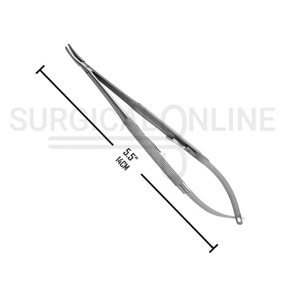 Castroviejo Needle Holder 5.5″ Curved Serrated Tip With Lock