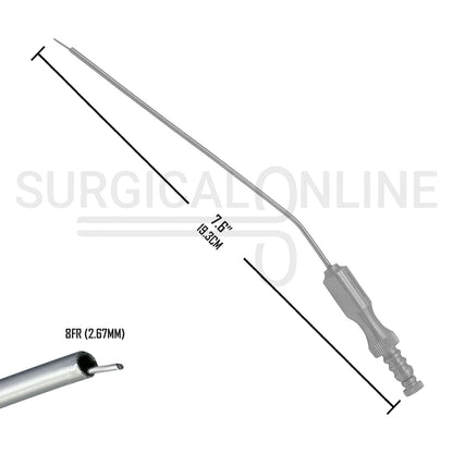 Frazier Suction Tube 8FR (2.67mm) Finger Cut-Off Angled 7.6" Aspirator