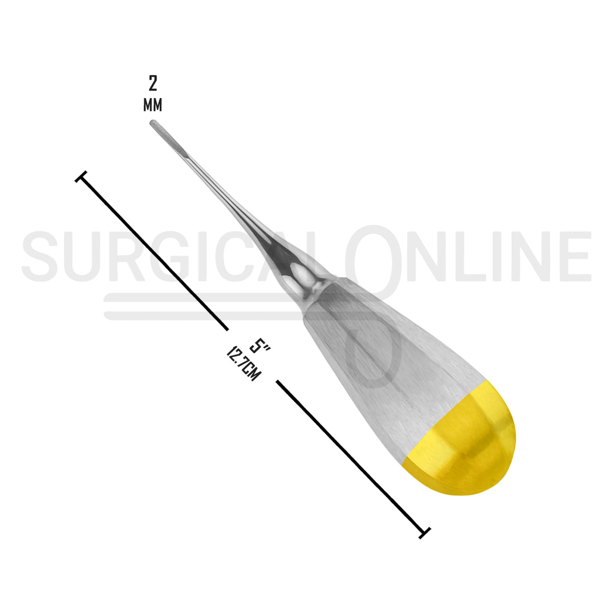 Luxating Elevator 2mm Straight Tip 5″ Half Gold Handle