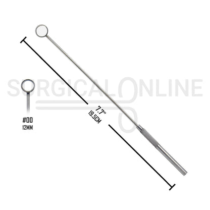 Laryngeal Mirror #00 12mm Angled Mirror With Grip Handle 7.7"