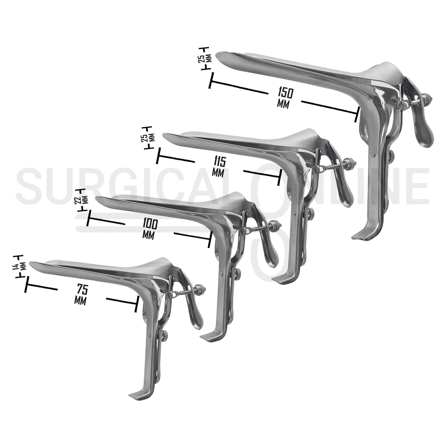 4 Pcs Pederson Vaginal Speculum Small, Medium, Large & X-Large Set