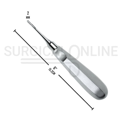Serrated Dental Elevator 2mm Tip 6″