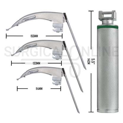McCoy Flexi-Tip Fiber Optic Laryngoscope Set W/Carrying Case