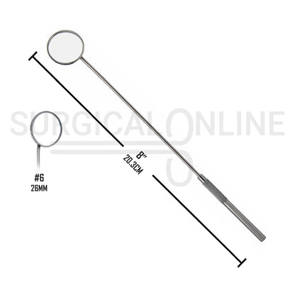 Laryngeal Mirror #6 26mm Angled Mirror With Grip Handle 8"