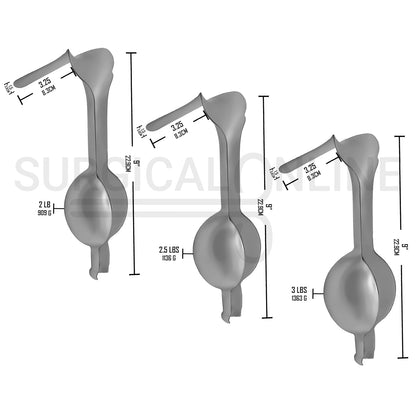 3 Pcs AUVARD Weighted Vaginal Speculums 9" 2, 2.5 & 3 lbs Set
