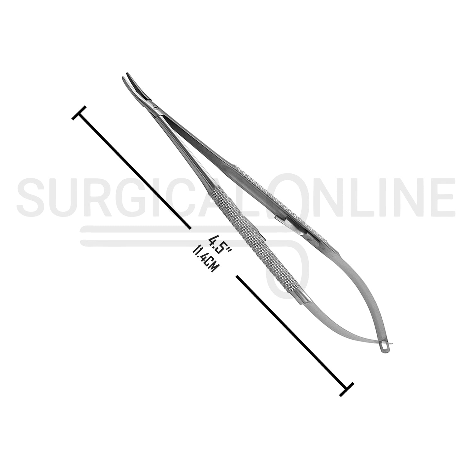 Castroviejo Micro Needle Holder 4.5″ Curved Smooth Tip With Lock