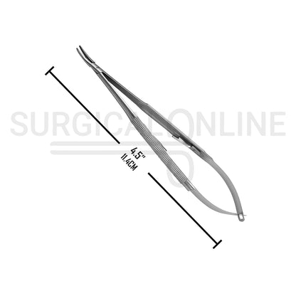 Castroviejo Micro Needle Holder 4.5″ Curved Smooth Tip With Lock