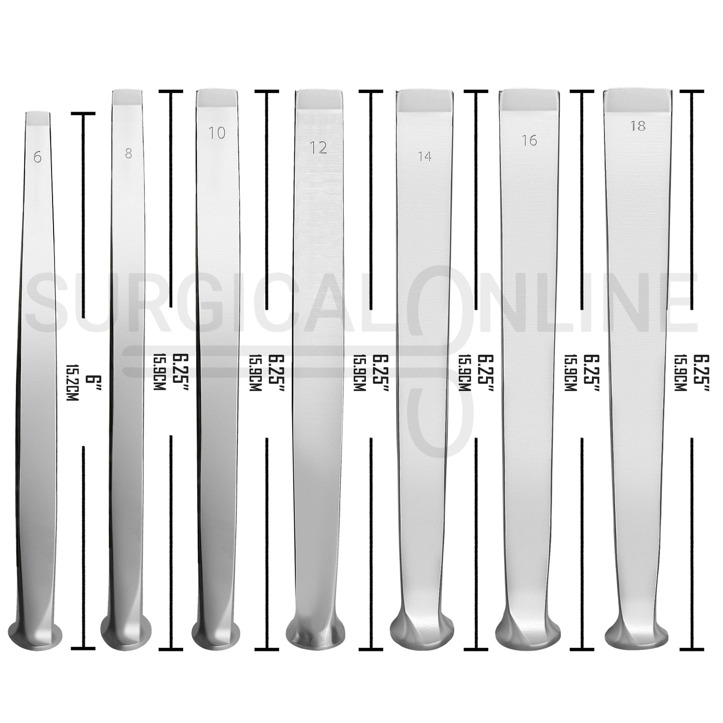 7 Pcs US Army Pattern Chisel Straight 6mm – 18mm Set