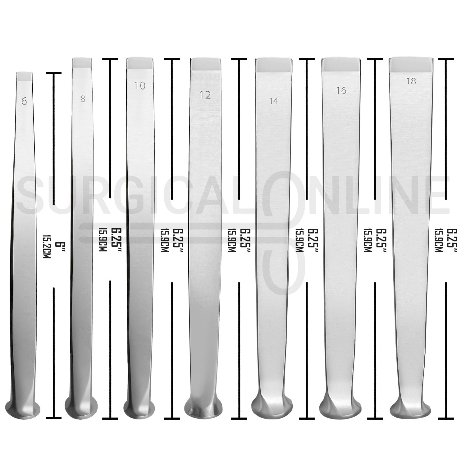 7 Pcs US Army Pattern Chisel Straight 6mm – 18mm Set