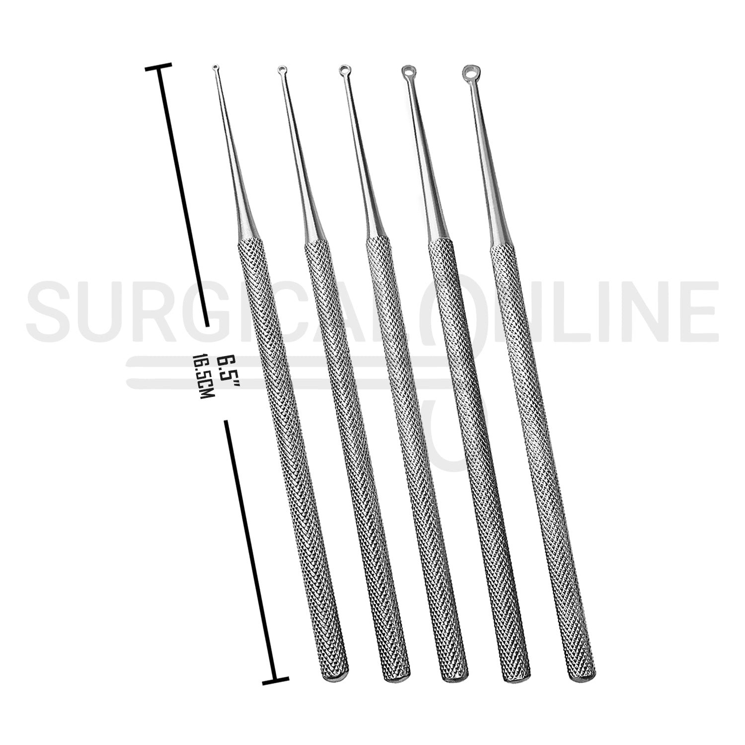5 Pcs Buck Ear Curette 6.5″ Angled Sharp Blade #00, #0, #1, #2 & #3 Set