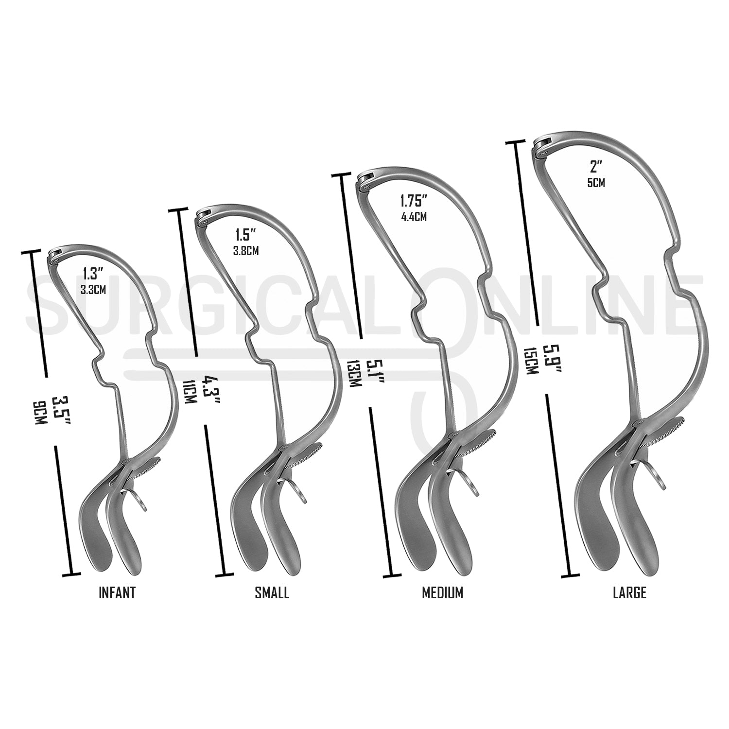 4 Pcs Jennings Mouth Gag 9cm, 11cm, 13cm & 15cm Set