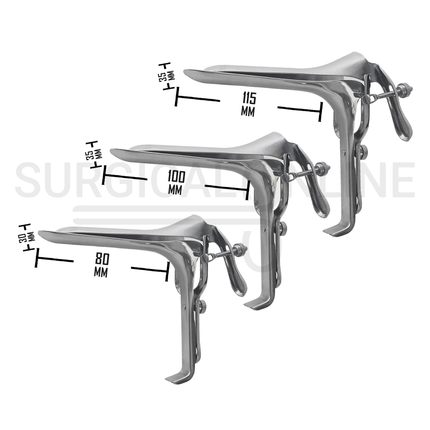 3-Pcs Graves Vaginal Speculum Small, Medium & Large Set