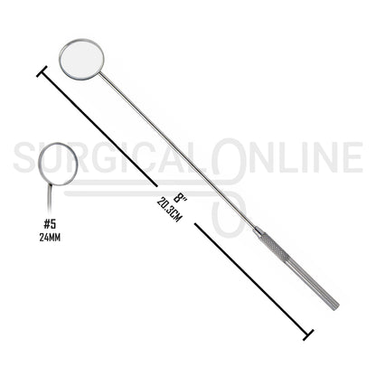 Laryngeal Mirror #5 24mm Angled Mirror With Grip Handle 8"