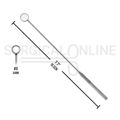 Laryngeal Mirror #0 14mm Angled Mirror With Grip Handle 7.7"