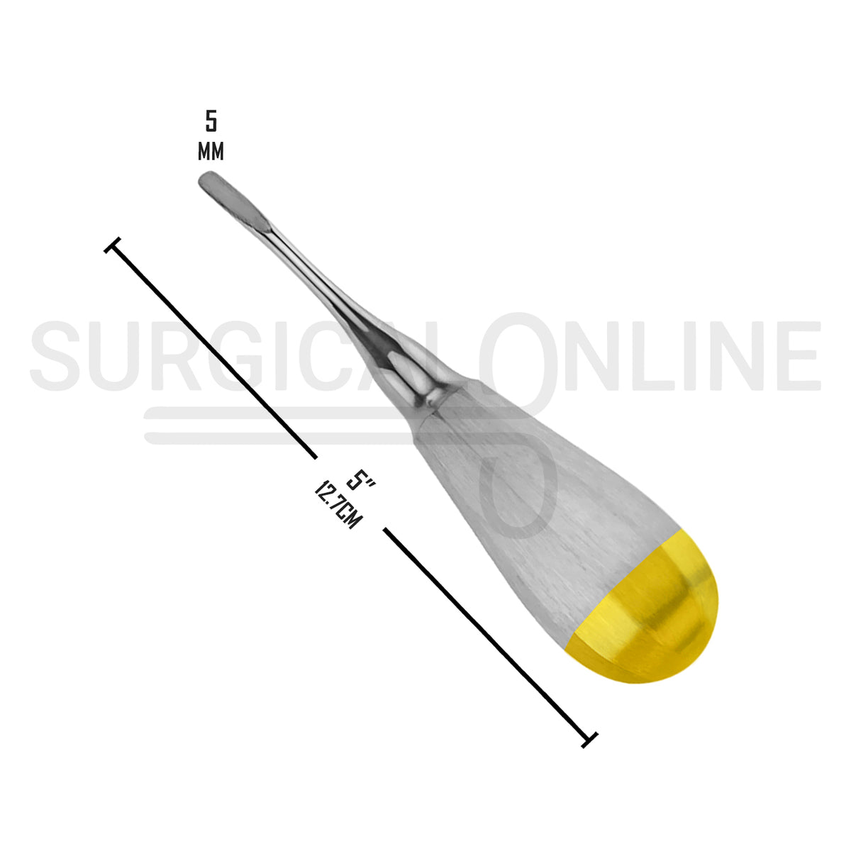 Luxating Elevator 5mm Curved Tip 5″ Half Gold Handle