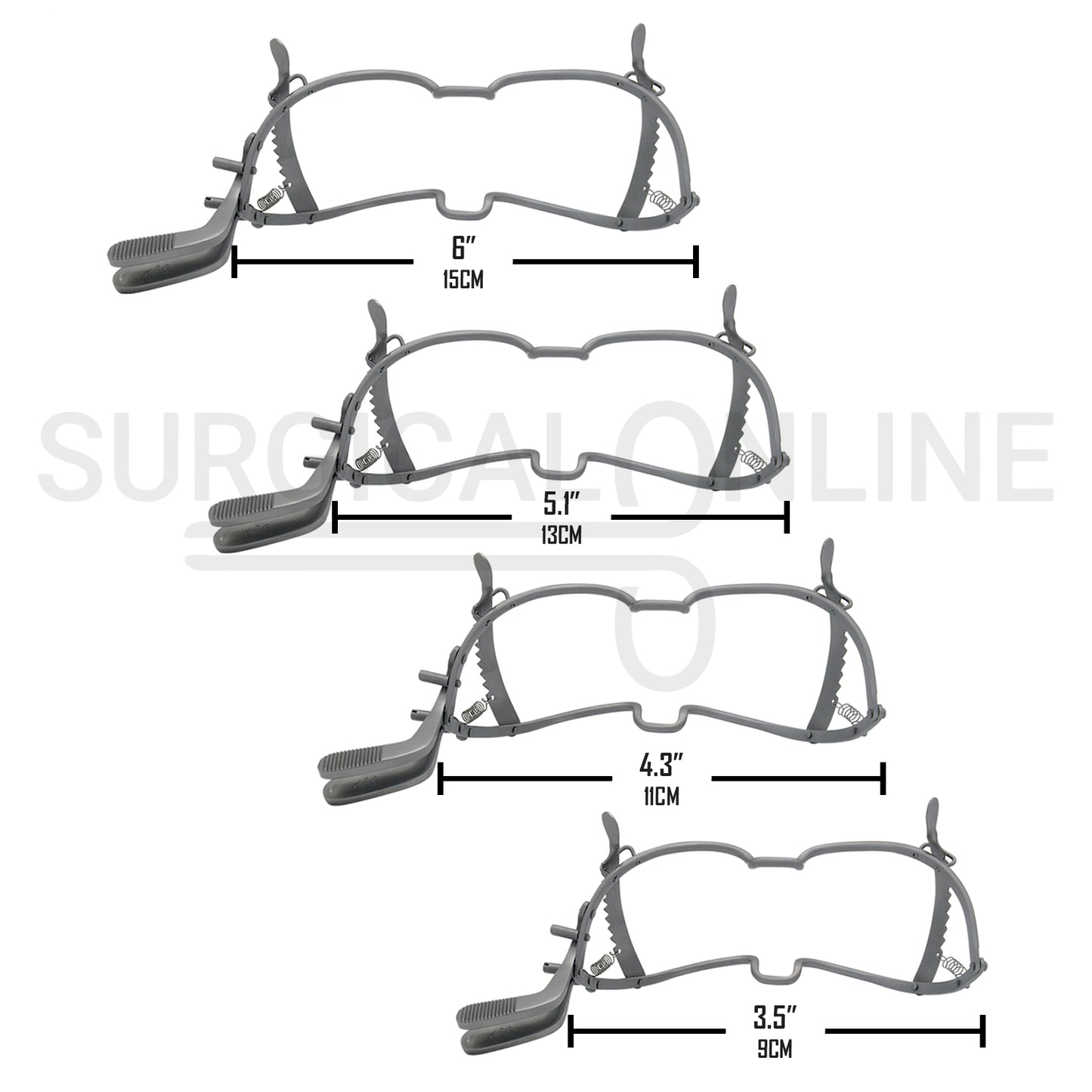 4 Pcs Whitehead Dental Mouth Gag 9cm, 11cm, 13cm & 15cm Set