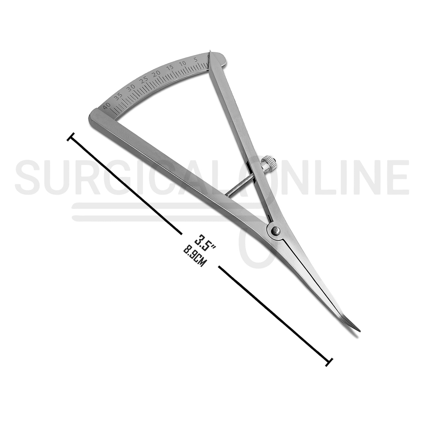 Castroviejo Caliper 3.5″ Angled Graduated 0–40mm