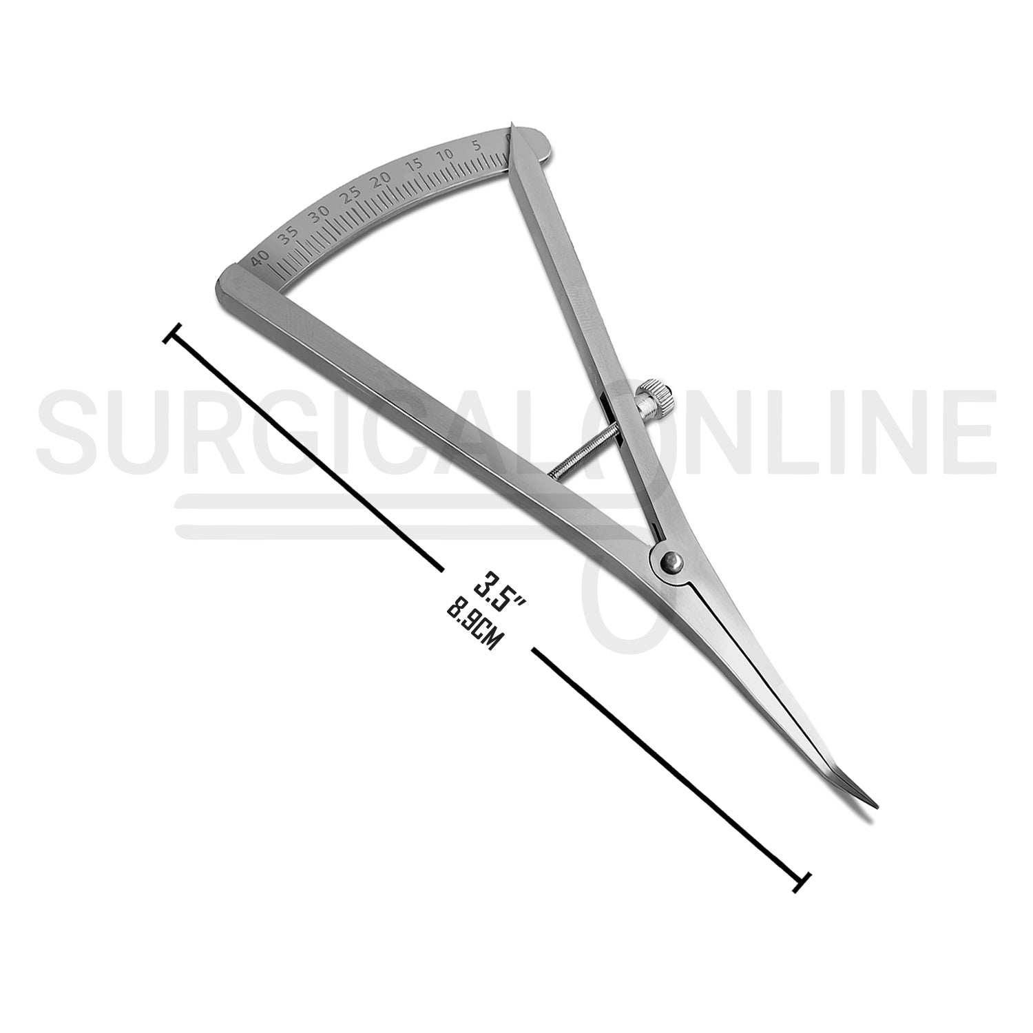 Castroviejo Caliper 3.5″ Angled Graduated 0–40mm